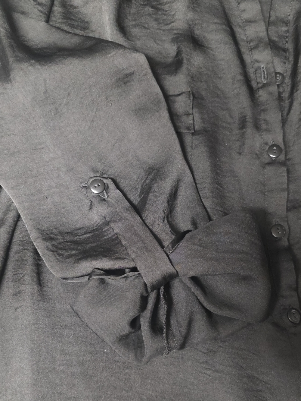 Encoded Black Button-Front Blouse - Picture 9 of 12